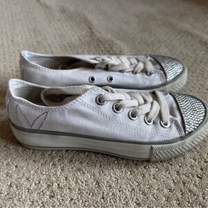 Playboy White Sneakers with Silver Toe Cap